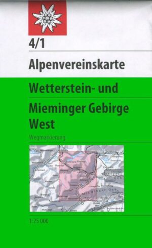 DAV Alpenvereinskarte 4/1 Wetterstein Mieminger Gebirge West 1 : 25 000 Wegmarkierungen