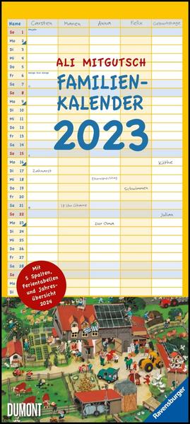 Ali Mitgutsch Familienkalender 2023 – Wandkalender – Familienplaner mit 5 Spalten – Format 22 x 49