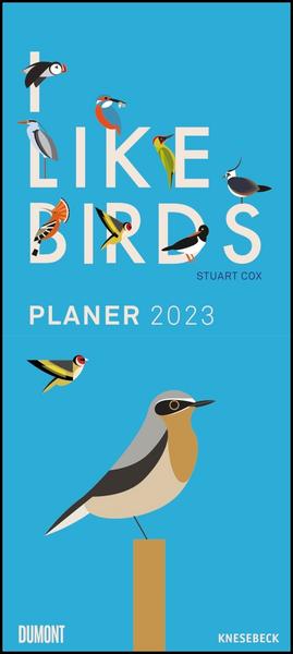 I lIke Birds 2023 - Planer mit zwei Spalten - Partner-Planer - Notizkalender - Illustriert von Stuart Cox - Format 22 x 49