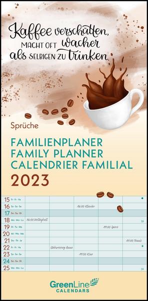 GreenLine Sprüche 2023 Familienplaner -Wandkalender - Familien-Kalender - 22x45