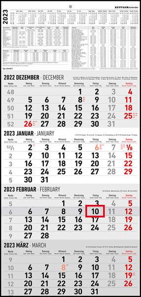 4-Monatskalender 2023 - Büro-Kalender 30x62