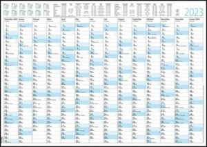 Jahresplaner 14 Monate 2023 - Plakat-Kalender 86x61 cm - Ferienübersicht - Arbeitstagezählung - Alpha Edition