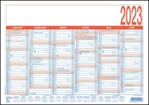 Arbeitstagekalender blau-rot 2023 - A4 (29