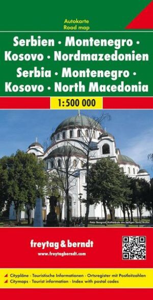 Serbien / Montenegro / Mazedonien 1 : 500 000. Autokarte