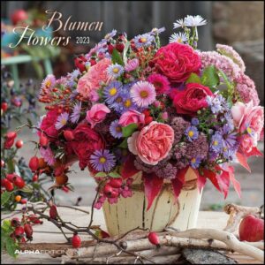 Blumen 2023 - Broschürenkalender 30x30 cm (30x60 geöffnet) - Kalender mit Platz für Notizen - Wandkalender - Wandplaner - Blumenkalender