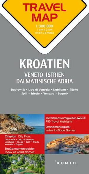 Reisekarte Kroatien 1:300.000