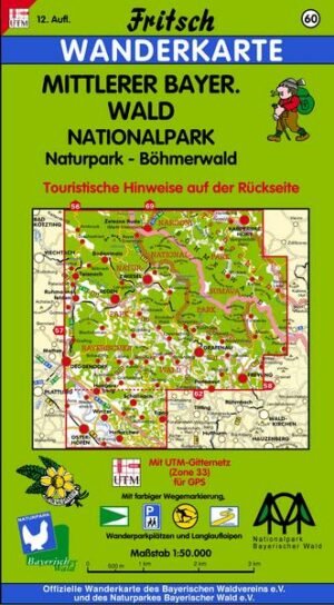 Mittlerer Bayerischer Wald / Böhmerwald 1 : 50 000. Fritsch Wanderkarte