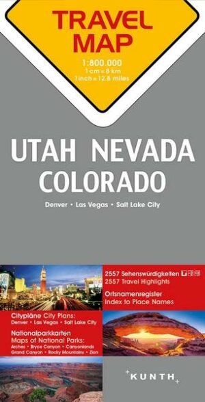 Reisekarte Utah / Nevada / Colorado 1:800.000