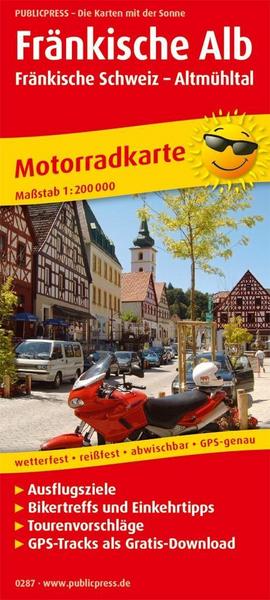 Motorradkarte Fränkische Alb - Fränkische Schweiz - Altmühltal 1:200 000