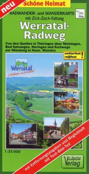 Werratal-Radweg 1:35 000 Radwanderkarte mit Zick-Zack-Faltung