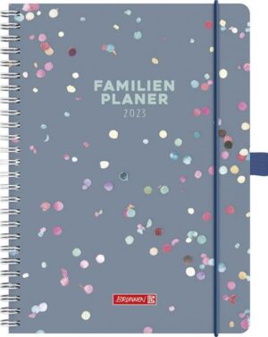 BRUNNEN 1070290013 Buchkalender Familienplaner  2023 'Confetti' 2 Seiten = 1 Woche Blattgröße 14