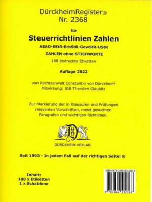 DürckheimRegister® STEUERRICHTLINIEN Gesetze und §§