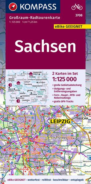 KOMPASS Großraum-Radtourenkarte 3708 Sachsen 1:125.000