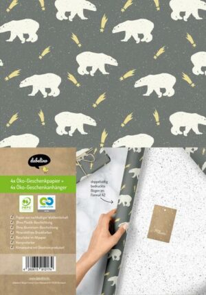 Geschenkpapier Set Weihnachten: Eisbär (schwarz