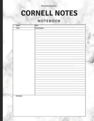Professional Cornell Notes Notebook: Organize Lectures or Study Points with a Systematic Method; Essential Undated Composition Book with Ruled Lines f