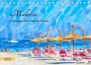 Mallorca - Impressionen in Aquarellfarben (Tischkalender 2023 DIN A5 quer)