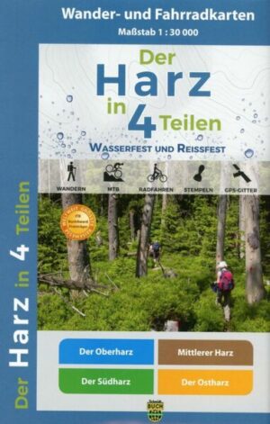 Der Harz in 4 Teilen. Wander- und Fahrradkartenset 1 : 30 000