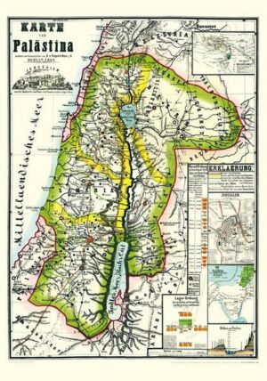 Historische Karte von PALÄSTINA  1869 (Plano)