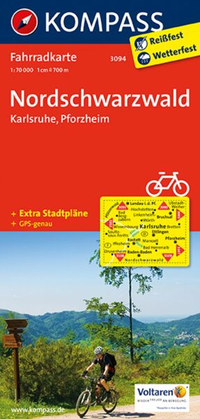 KOMPASS Fahrradkarte 3094 Nordschwarzwald - Karlsruhe - Pforzheim 1:70.000