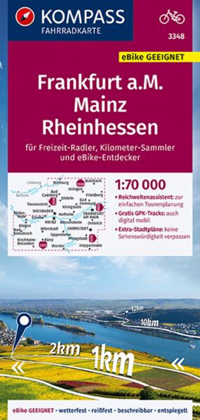 KOMPASS Fahrradkarte 3348 Frankfurt a.M.