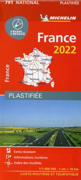 Michelin Frankreich 2022 (plastifiziert). Straßen- und Tourismuskarte 1:1.000.000