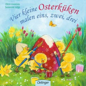 Vier kleine Osterküken malen eins